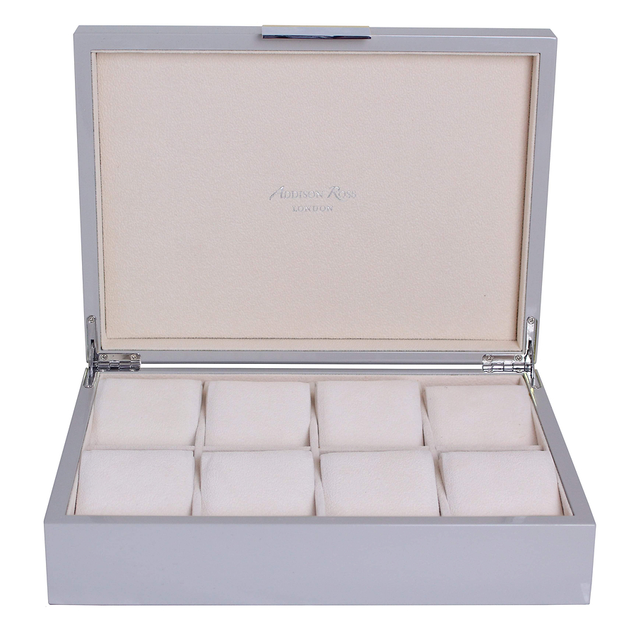 Large Chiffon Grey & Silver Watch Box - Addison Ross Ltd UK