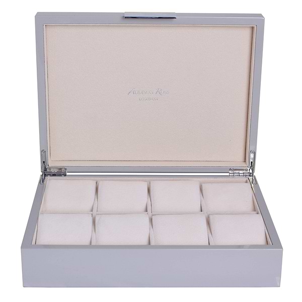 Large Chiffon Grey & Silver Watch Box - Addison Ross Ltd UK