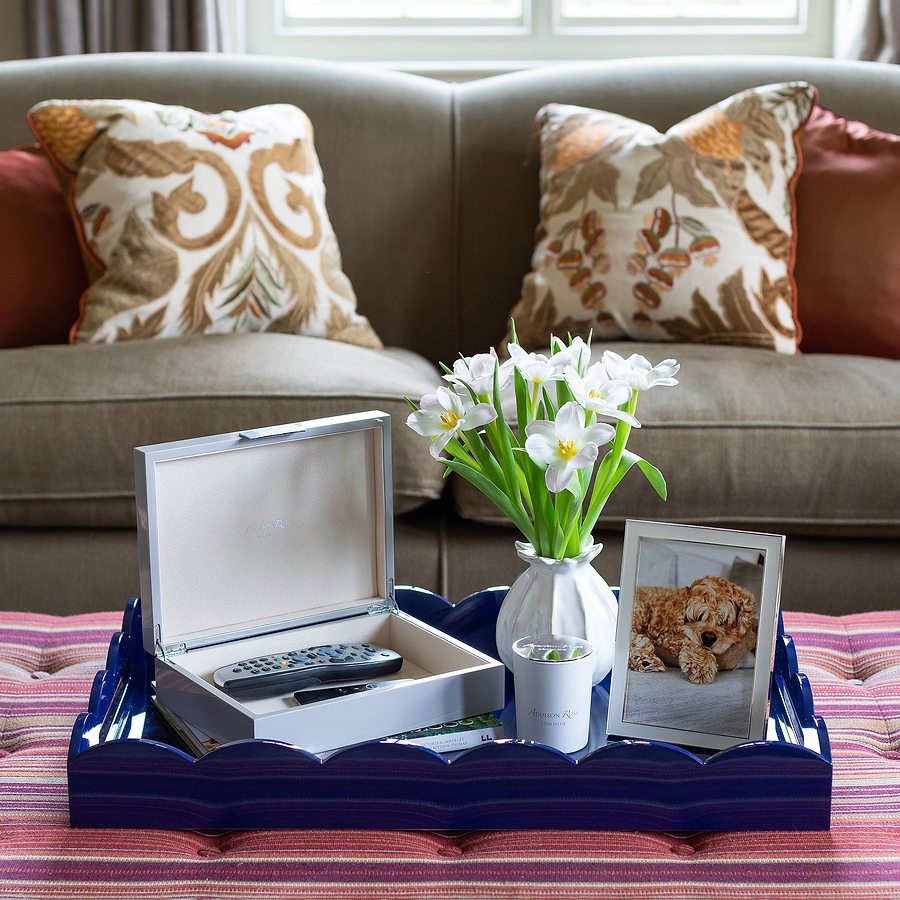 Large Chiffon Lacquer Box With Silver - Addison Ross Ltd UK