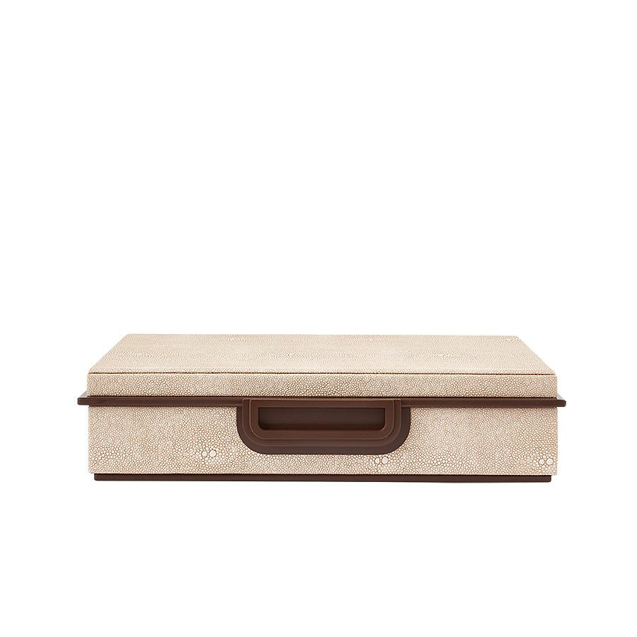 Large Ecru Faux Shagreen Box - Addison Ross Ltd UK