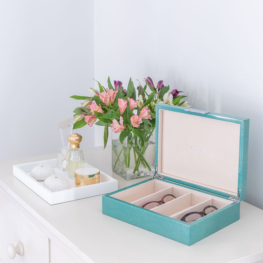 Large Green Shagreen & Gold Glasses Box - Addison Ross Ltd UK
