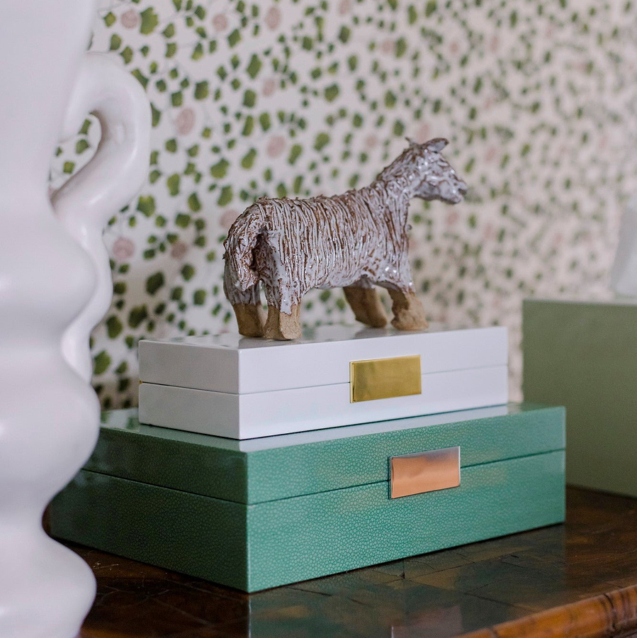 Large Green Shagreen Lacquer Box with Gold - Addison Ross Ltd UK