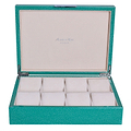 Large Green Shagreen Watch Box with Silver - Addison Ross Ltd UK