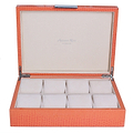 Large Orange Croc & Silver Watch Box - Addison Ross Ltd UK