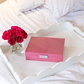 Large Pink Shagreen Jewellery Box with Silver - Addison Ross Ltd UK