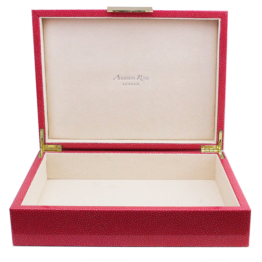Large Pink Shagreen Lacquer Box with Gold - Addison Ross Ltd UK
