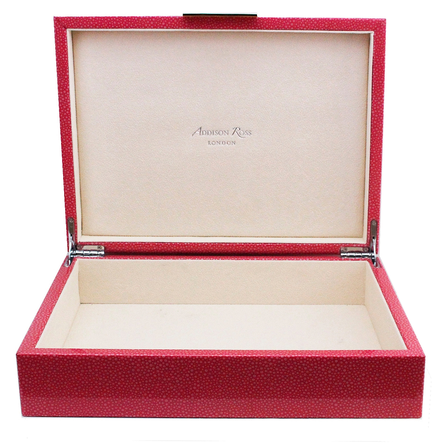 Large Pink Shagreen Lacquer Box with Silver - Addison Ross Ltd UK