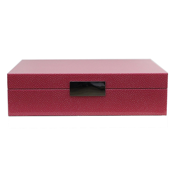 Large Pink Shagreen Watch Box with Silver
