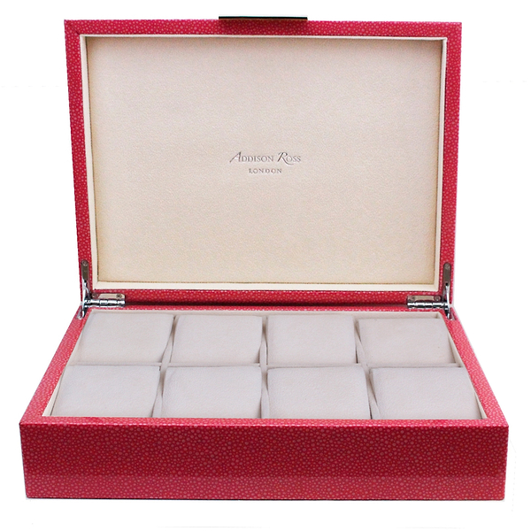 Large Pink Shagreen Watch Box with Silver - Addison Ross Ltd UK