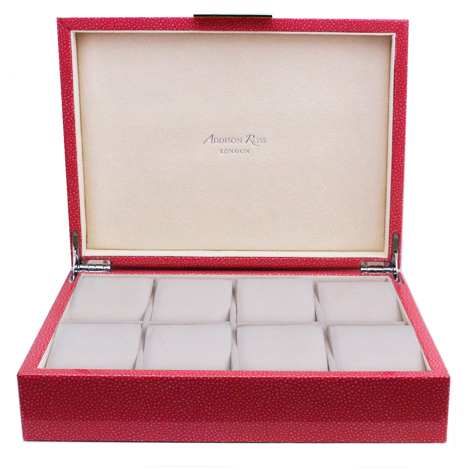 Large Pink Shagreen Watch Box with Silver - Addison Ross Ltd UK