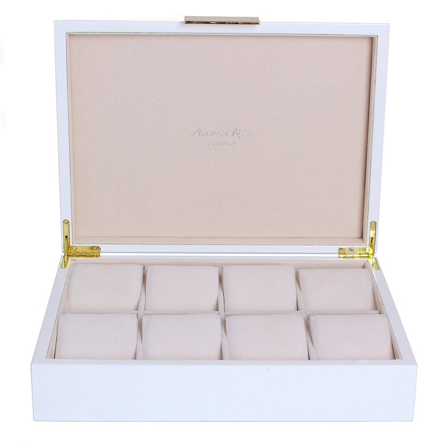 Large White & Gold Watch Box - Addison Ross Ltd UK