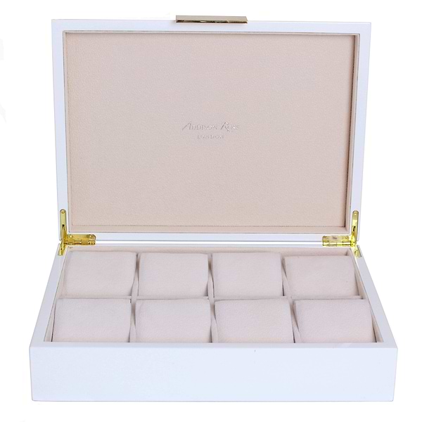 Large White & Gold Watch Box