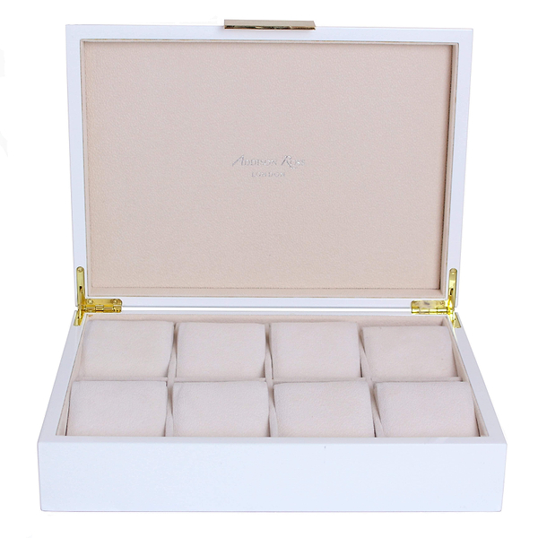 Large White & Gold Watch Box - Addison Ross Ltd UK