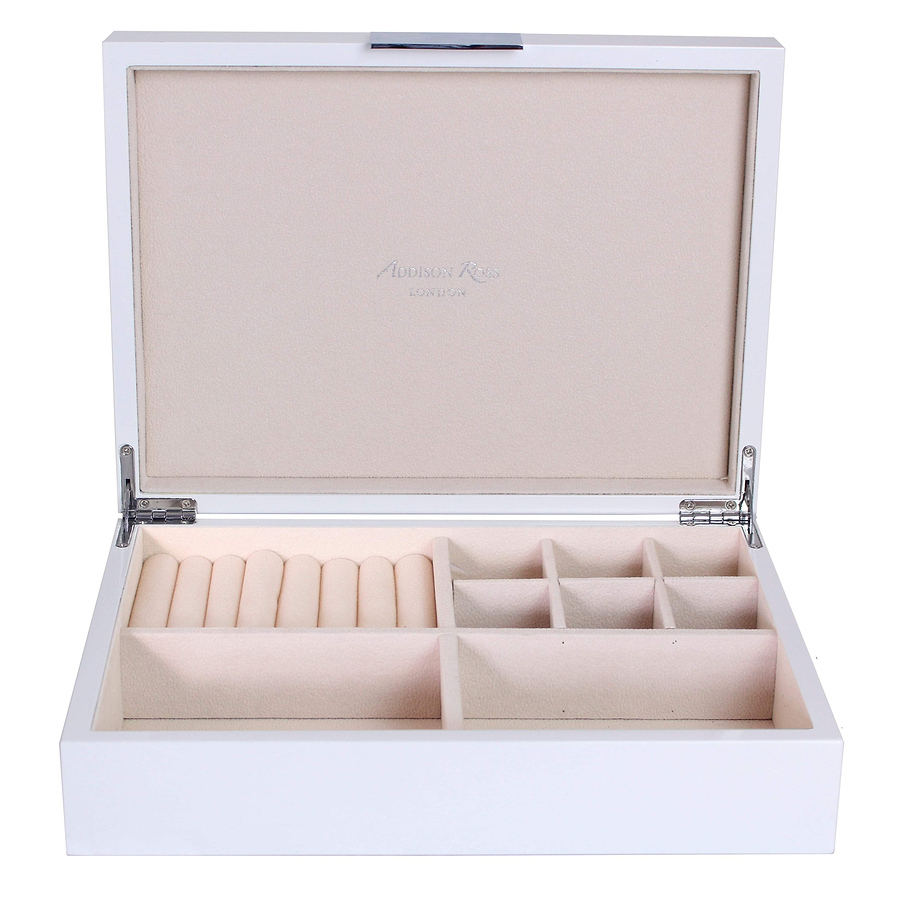 Large White Jewellery Box with Silver - Addison Ross Ltd UK