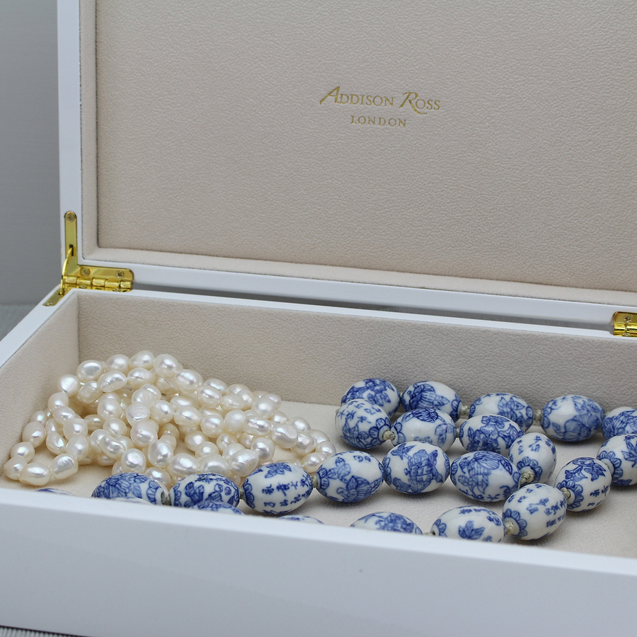 Large White Lacquer Box With Silver - Addison Ross Ltd UK