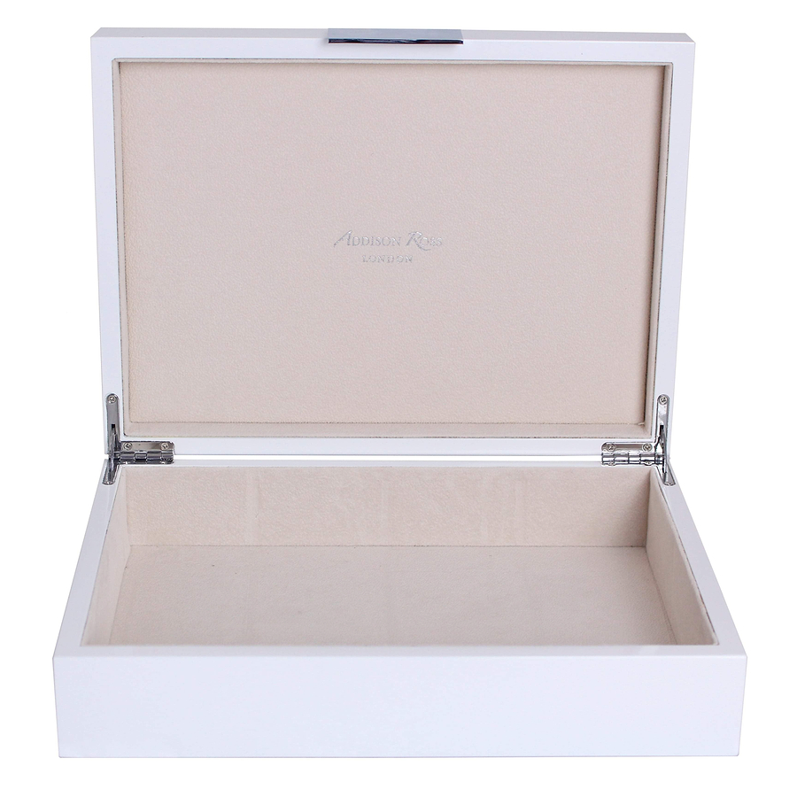 Large White Lacquer Box With Silver - Addison Ross Ltd UK