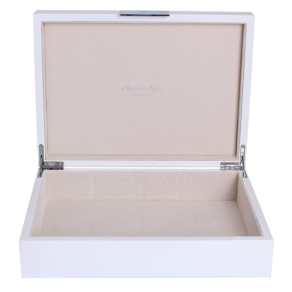 Large White Lacquer Box With Silver - Addison Ross Ltd UK