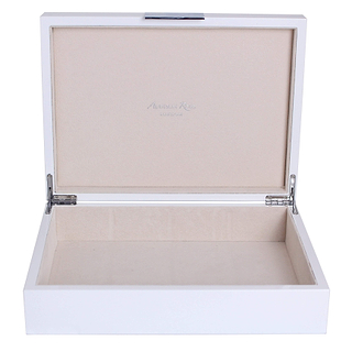 Large White Lacquer Box With Silver