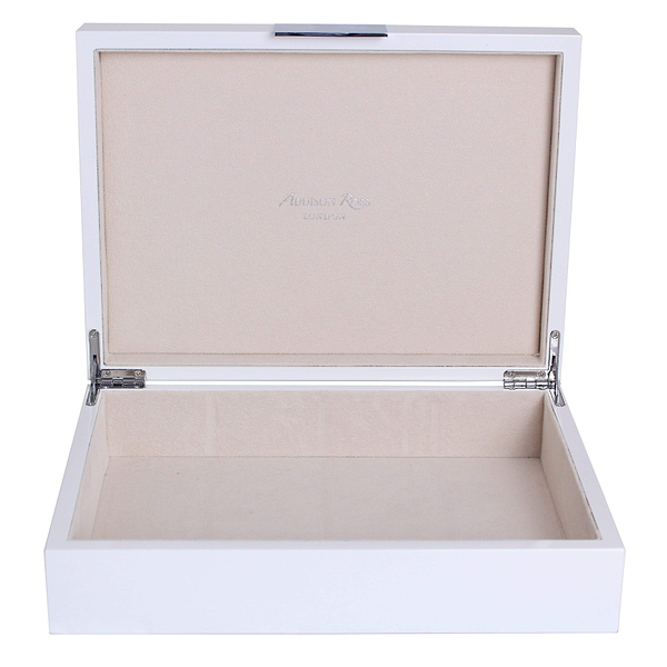 Large White Lacquer Box With Silver - Addison Ross Ltd UK
