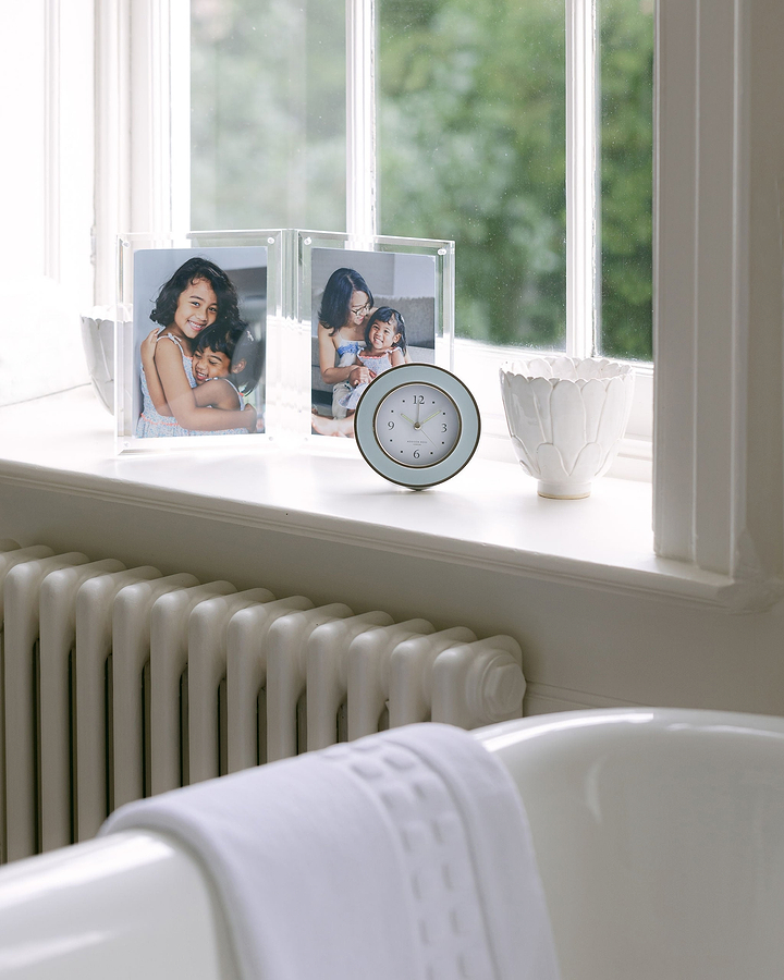 Light Blue & Silver Silent Alarm Clock - Addison Ross Ltd UK