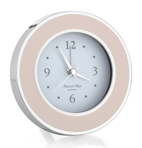 Light Pink & Silver Silent Alarm Clock - Addison Ross Ltd UK