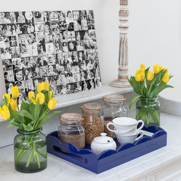 Navy Medium Lacquered Scallop Serving Tray - Addison Ross Ltd UK
