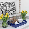 Navy Medium Lacquered Scallop Serving Tray - Addison Ross Ltd UK