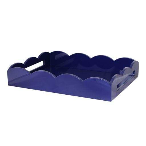 Navy Medium Lacquered Scallop Serving Tray - Addison Ross Ltd UK