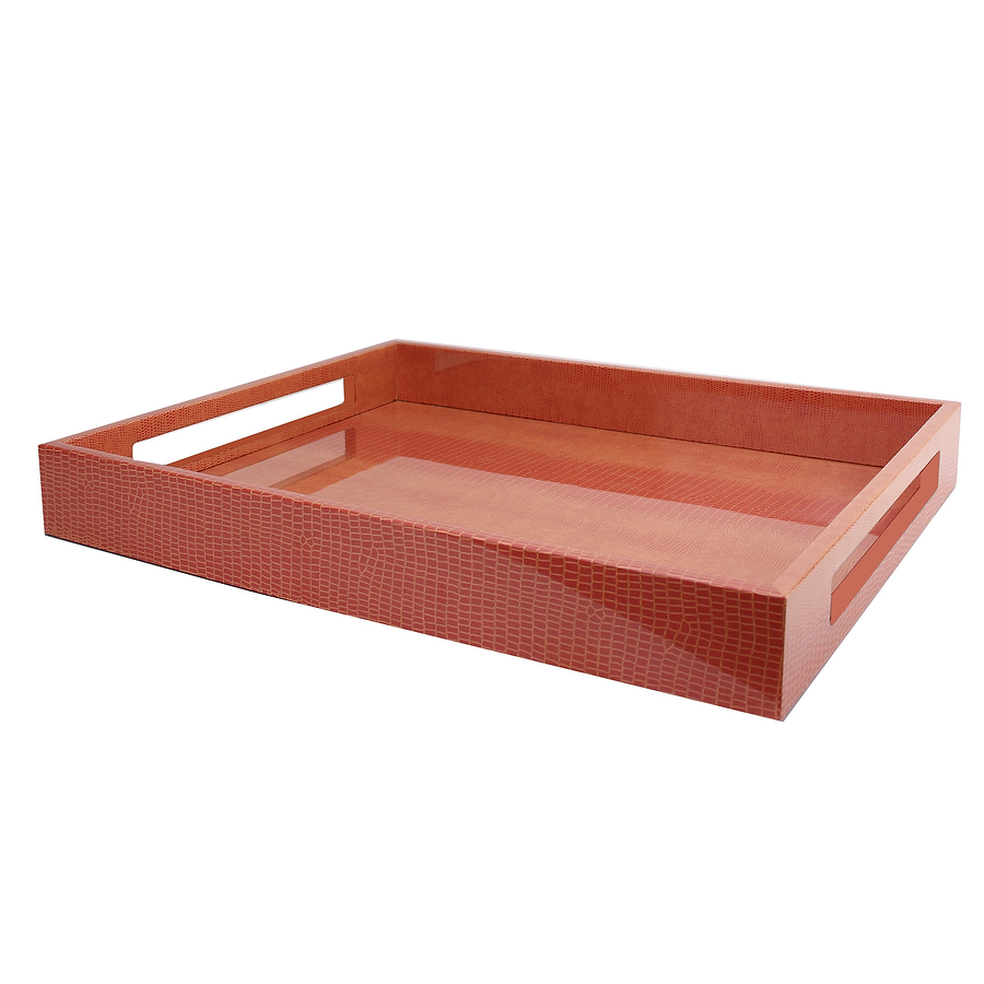 Orange Croc Medium Lacquered Serving Tray - Addison Ross Ltd UK