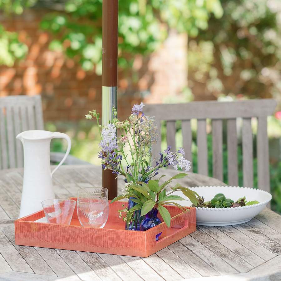Orange Croc Medium Lacquered Serving Tray - Addison Ross Ltd UK