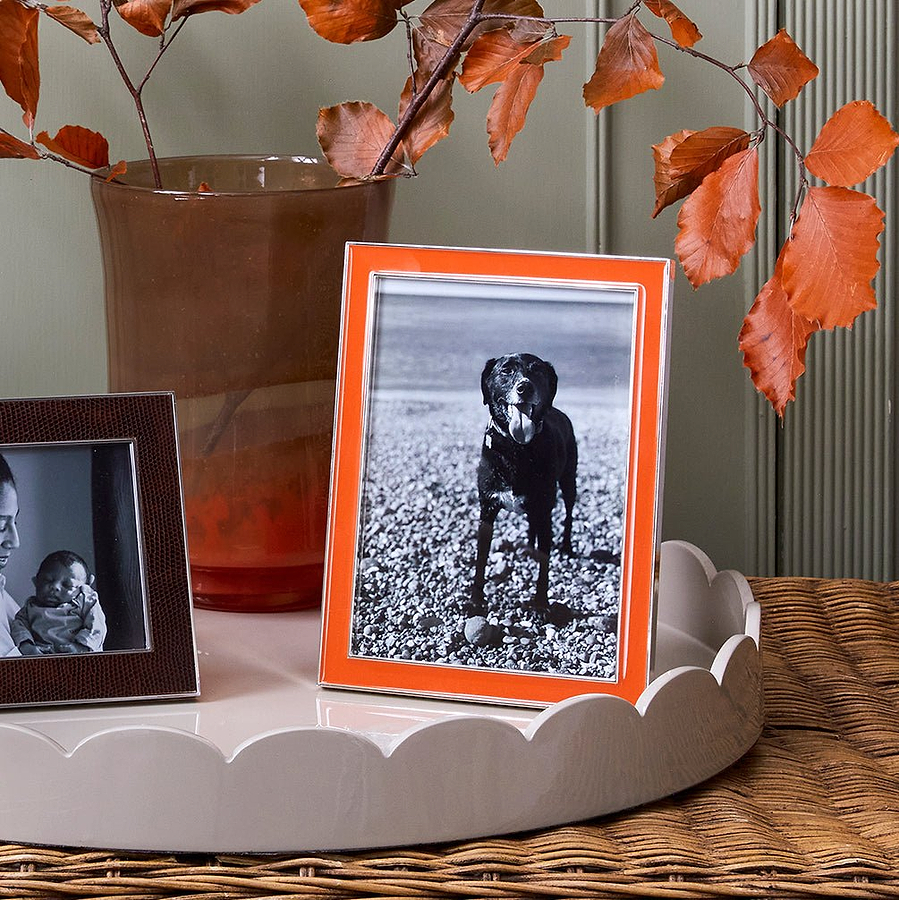 Orange Enamel & Silver Frame - Addison Ross Ltd UK
