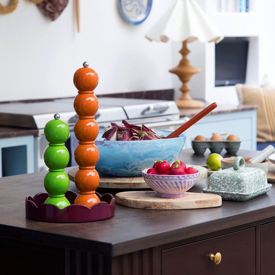 Orange Lacquer Grande Bobbin Salt & Pepper Grinder - Addison Ross Ltd UK