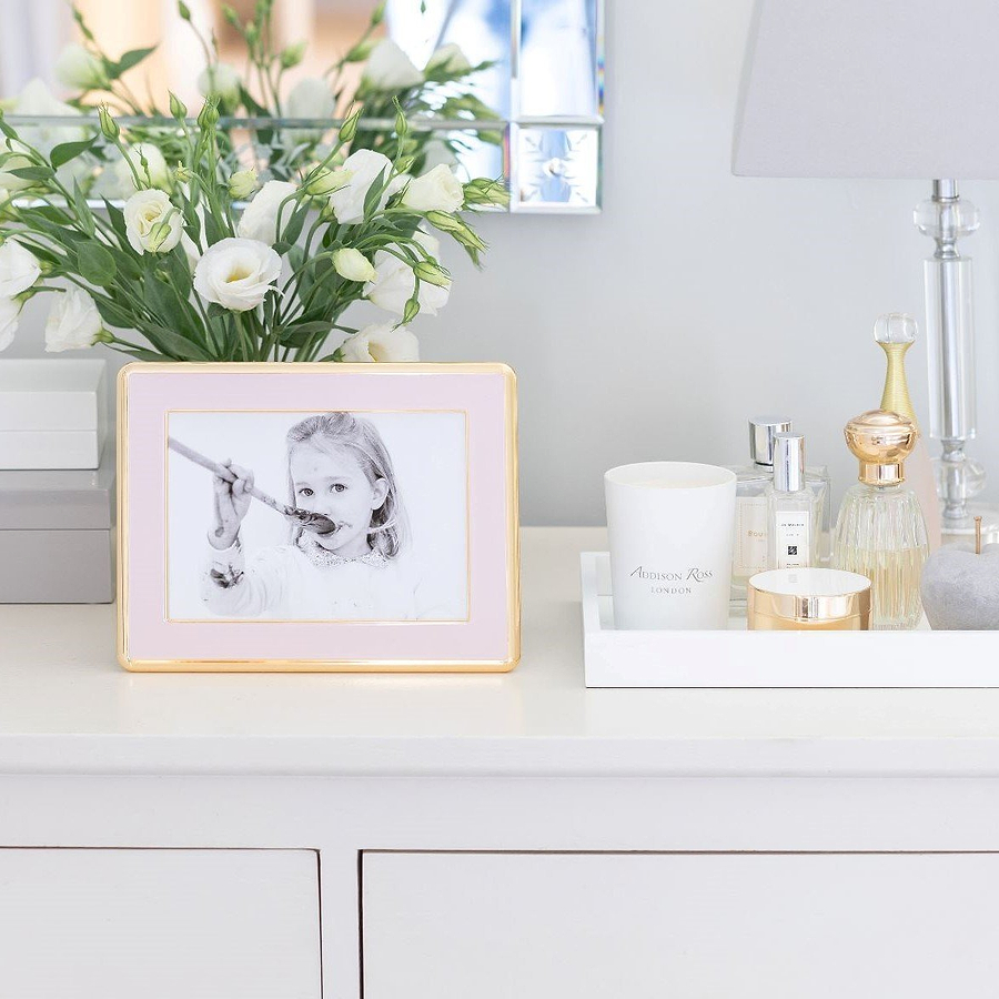 Pale Pink Enamel & Gold Curve Frame - Addison Ross Ltd UK