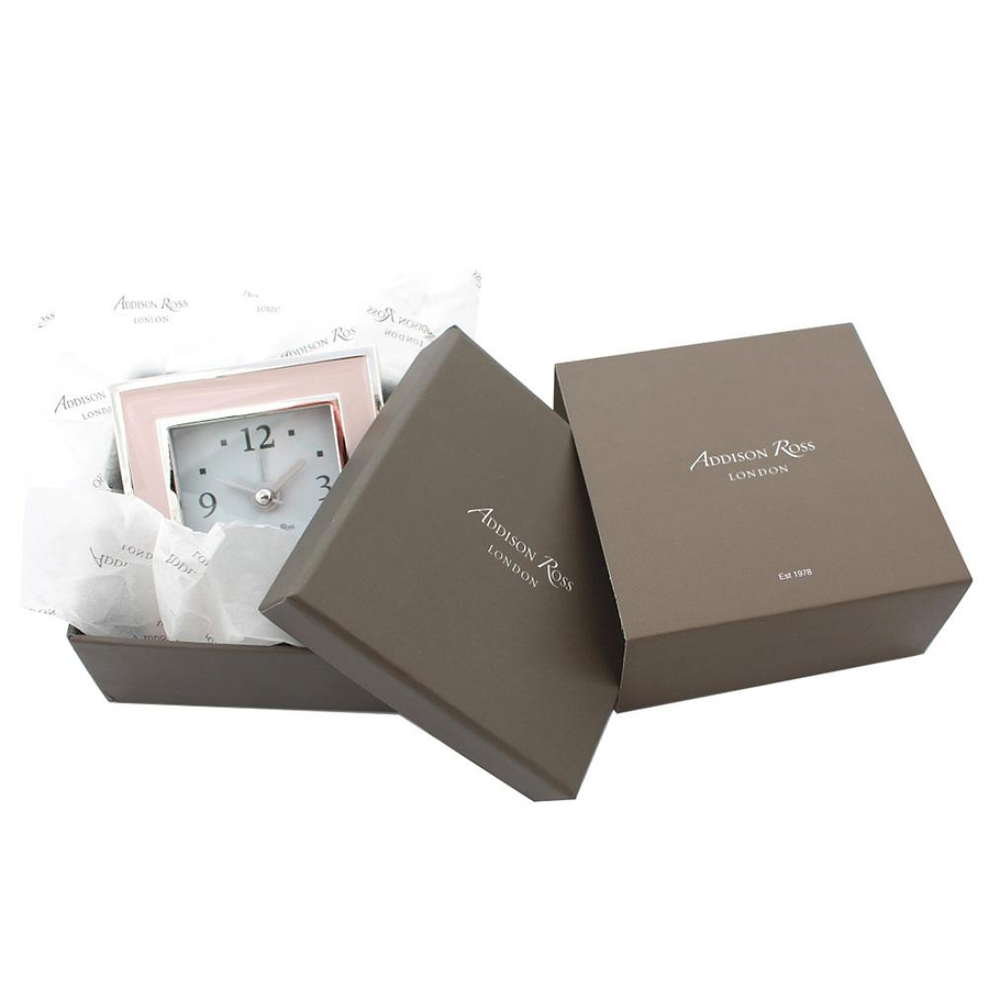 Pale Pink & Gold Square Silent Alarm Clock - Addison Ross Ltd UK