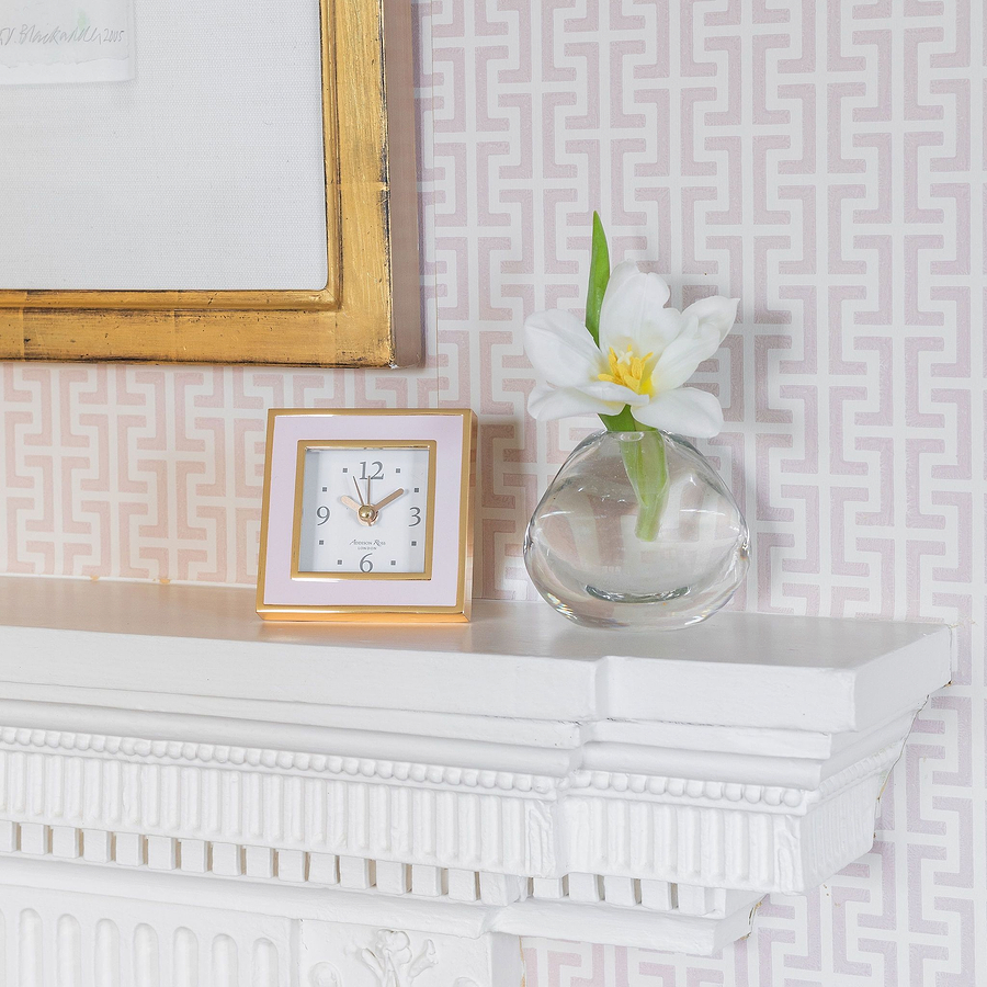 Pale Pink & Gold Square Silent Alarm Clock - Addison Ross Ltd UK