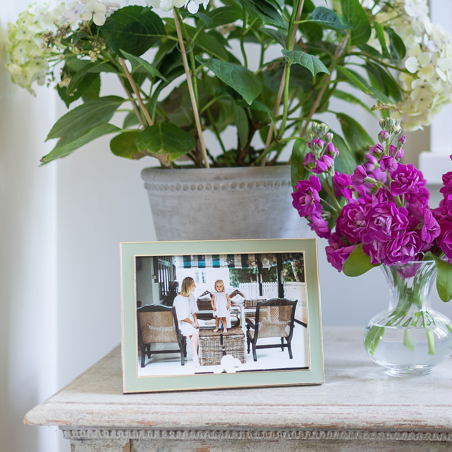 Pale Sage Green Enamel & Silver Frame - Addison Ross Ltd UK