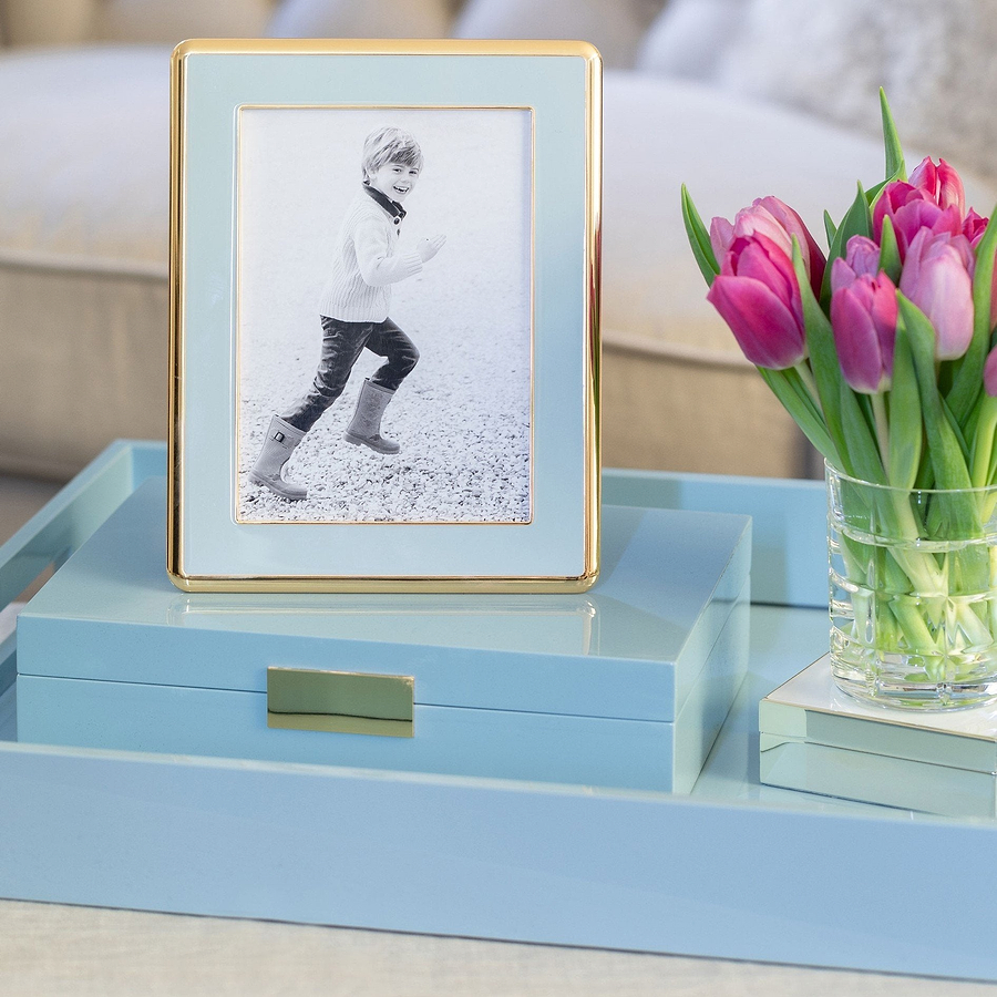 Powder Blue Enamel & Gold Curve Frame - Addison Ross Ltd UK