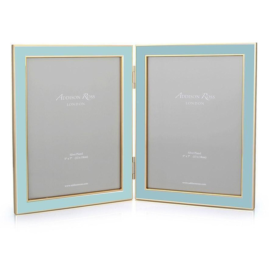 Powder Blue Enamel & Gold Double Frame - Addison Ross Ltd UK