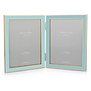 Powder Blue Enamel & Gold Double Frame
