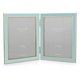 Powder Blue Enamel & Gold Double Frame