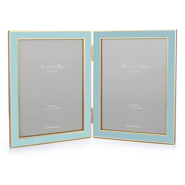 Powder Blue Enamel & Gold Double Frame - Addison Ross Ltd UK