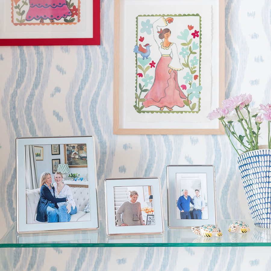 Powder Blue Enamel & Silver Curve Frame - Addison Ross Ltd UK