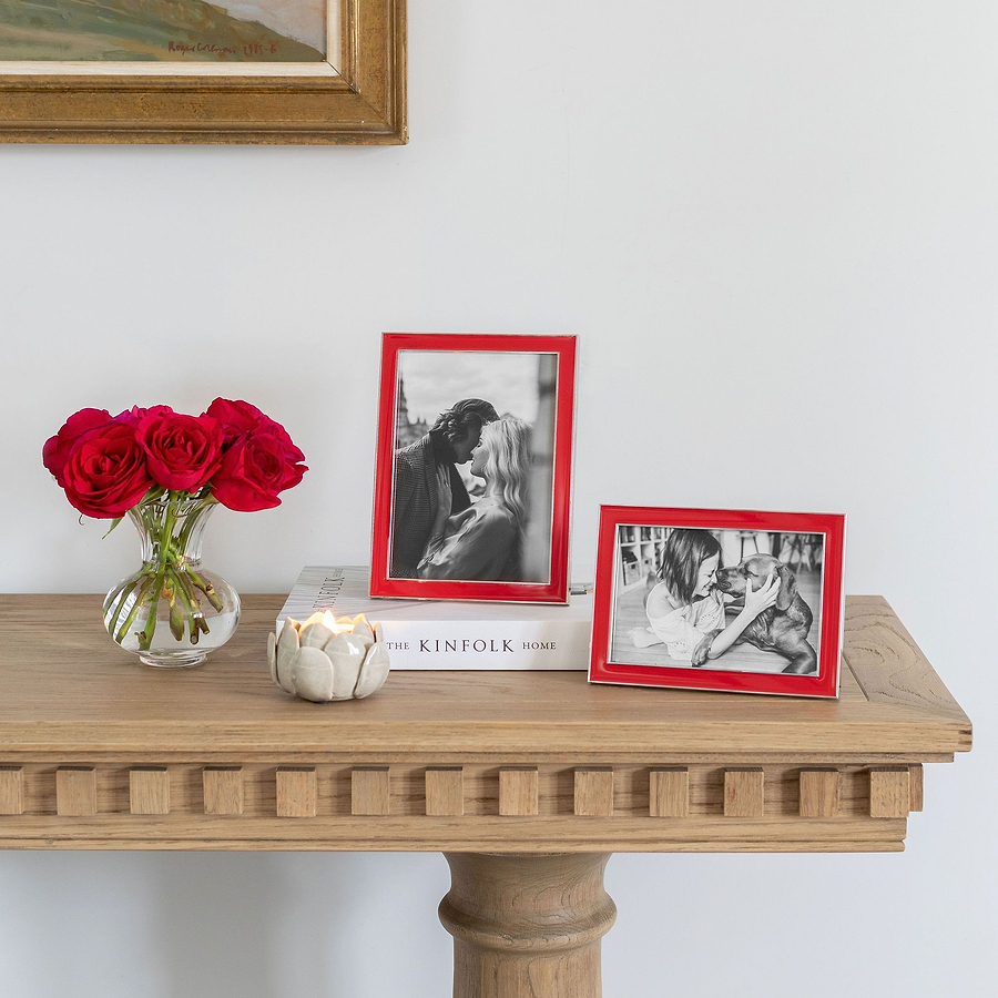 Red Enamel & Silver Frame - Addison Ross Ltd UK