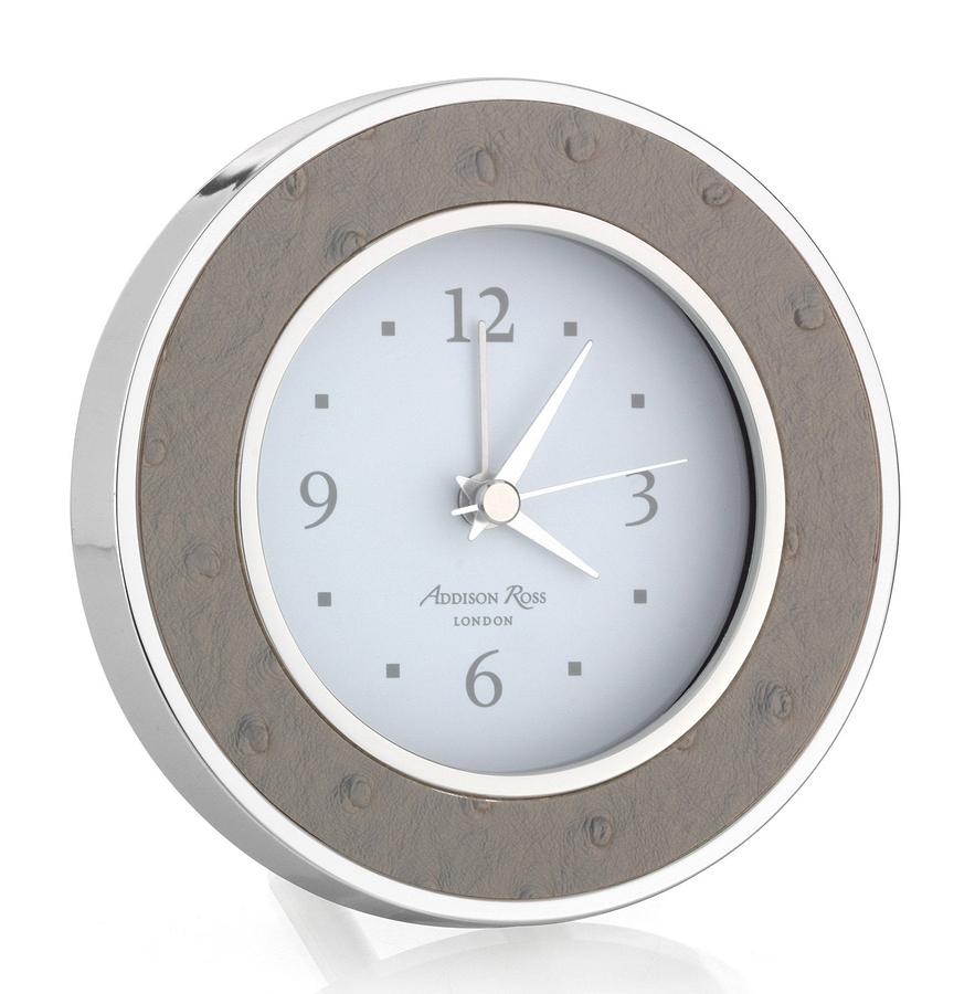 Shadow Ostrich Silver Alarm Clock - Addison Ross Ltd UK