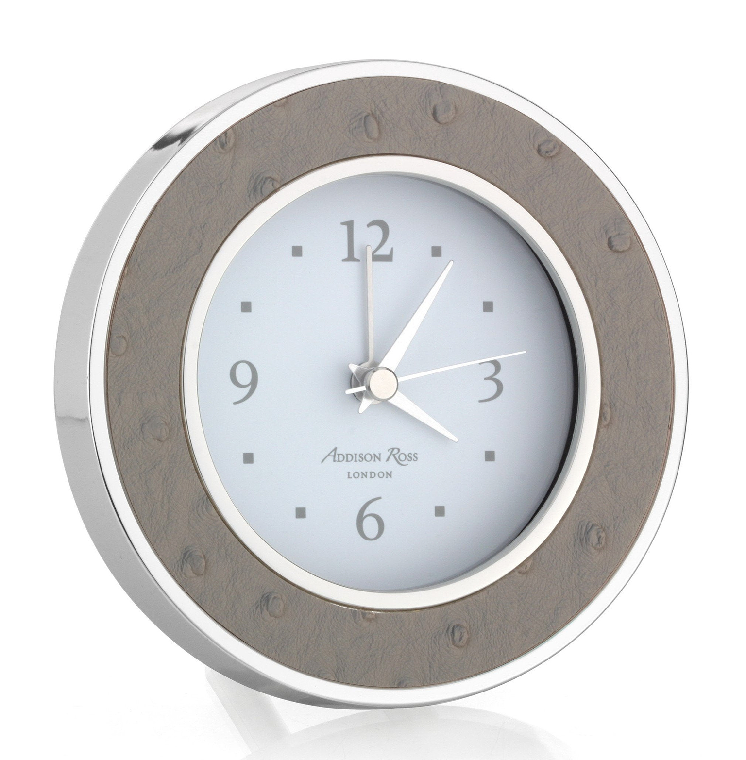 Shadow Ostrich Silver Alarm Clock - Addison Ross Ltd UK