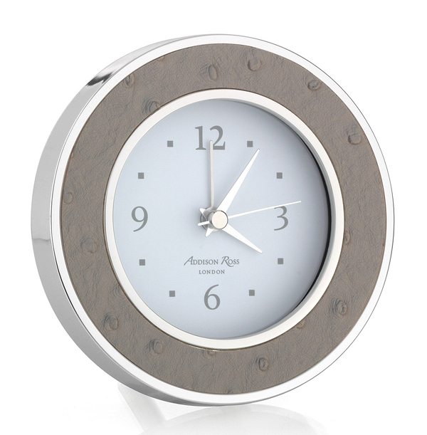 Shadow Ostrich Silver Alarm Clock - Addison Ross Ltd UK