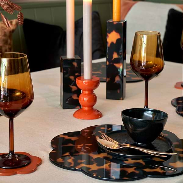 Small Orange Bobbin Candlestick - 10cm - Addison Ross Ltd UK