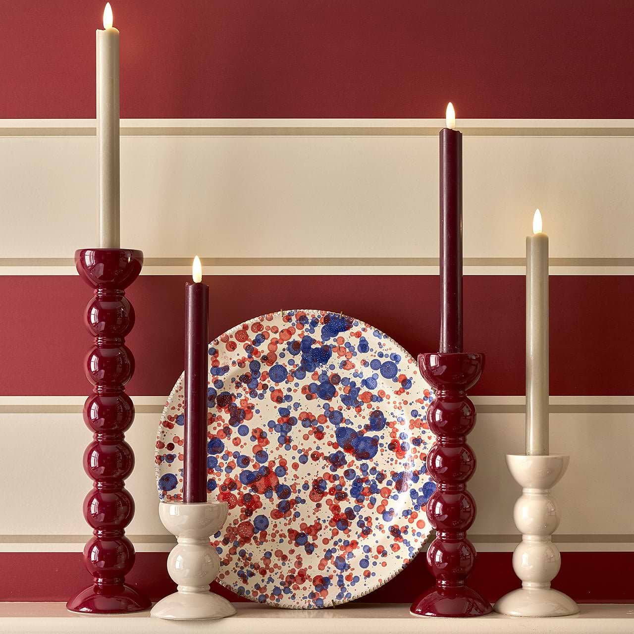 Tall Cherry Bobbin Candlestick - 24cm - Addison Ross Ltd UK