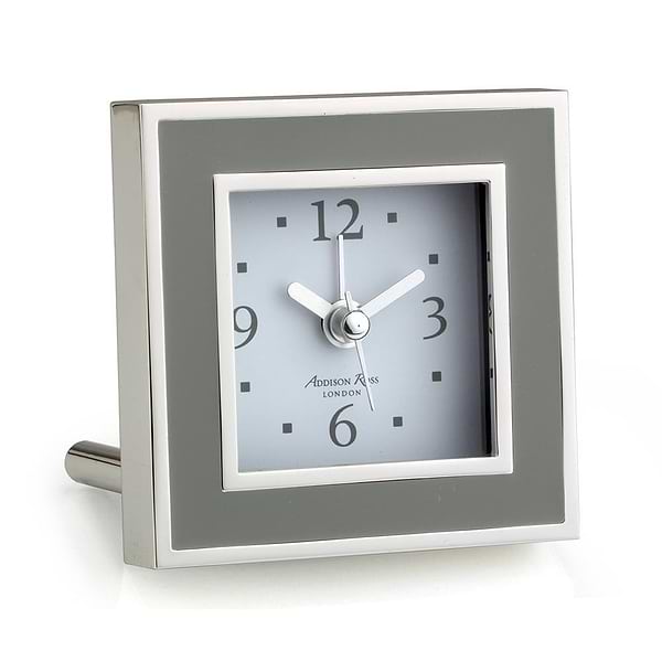 Taupe Enamel Square Alarm Clock - Addison Ross Ltd UK