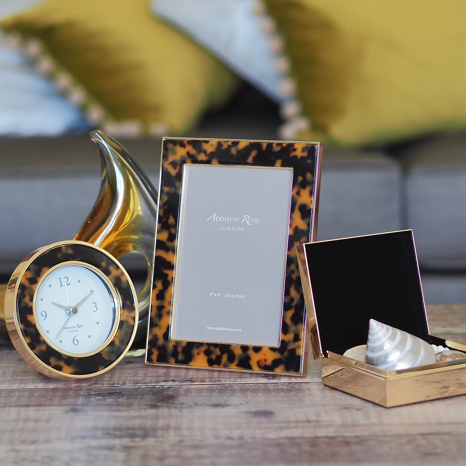 Tortoiseshell & Gold Silent Alarm Clock - Addison Ross Ltd UK